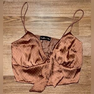 NEW ENDLESS BLU Boutique Silk Copper & Ivory Crop Top Sz Medium. Beautiful Top!